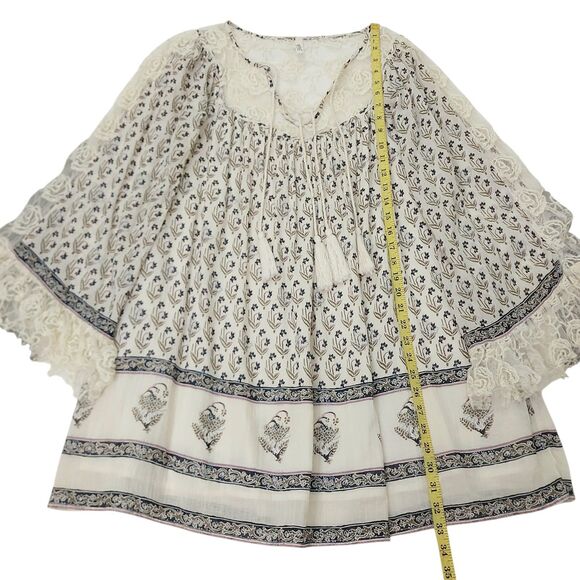 Free People Dress Womens XS Beige Nomad Child Lace Bell Sleeve Floral Bohemian - Picture 11 of 13
